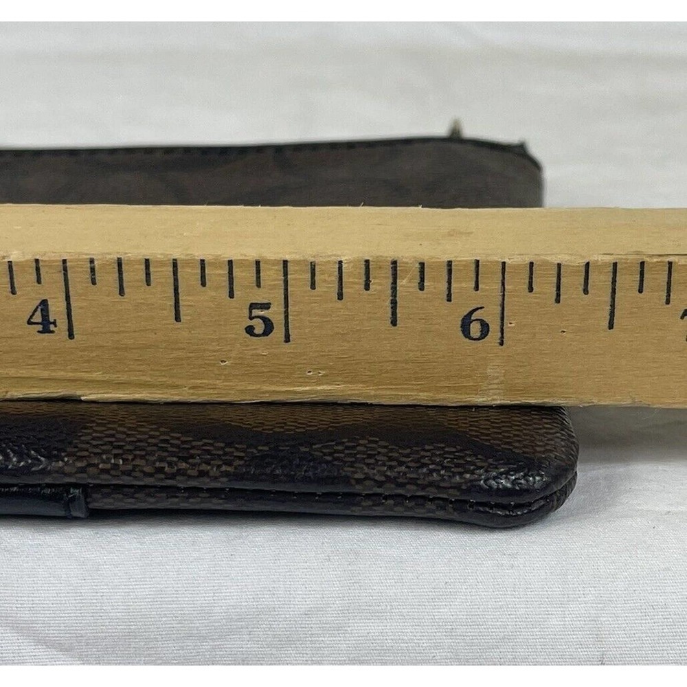 Coach Wallet Corner Zip Signature PVC Wristlet Two-Tone Dark Brown EUC Wallet - Picture 10 of 15